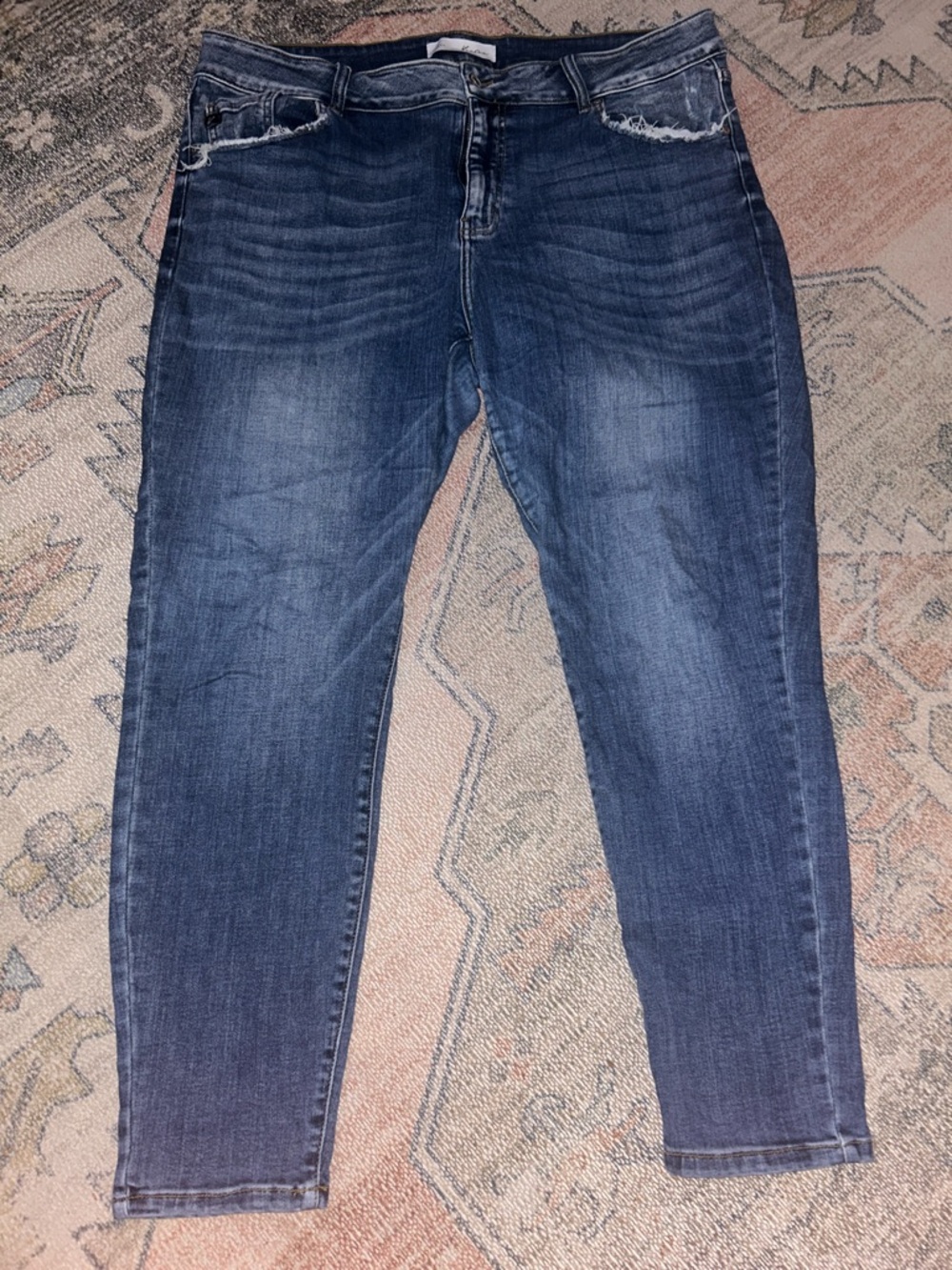 KanCan Women's Dark Blue Skinny Jeans with Subtle Distress